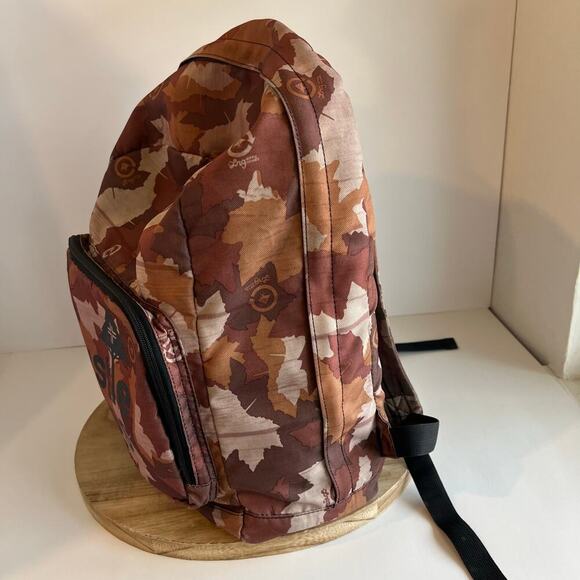 LRG Brown Leaf Print Carry on Lightweight Laptop Large Backpack Unisex - Picture 7 of 16